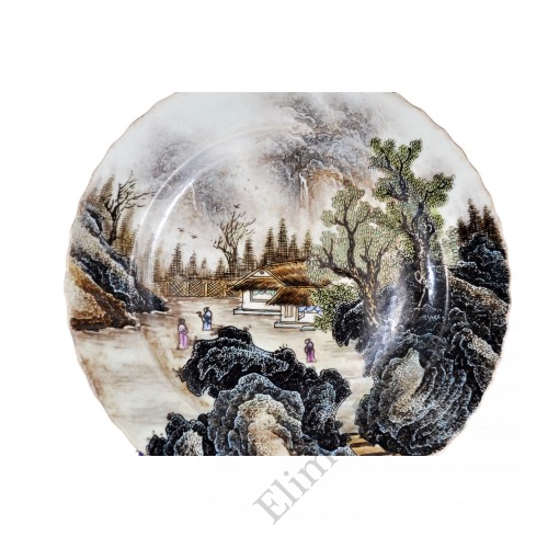 1571-3  A Fengcai landscape dish